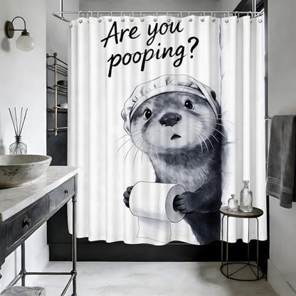 Extra Long Shower Curtain XL are You Pooping Otter, 108 x 72 Inchs