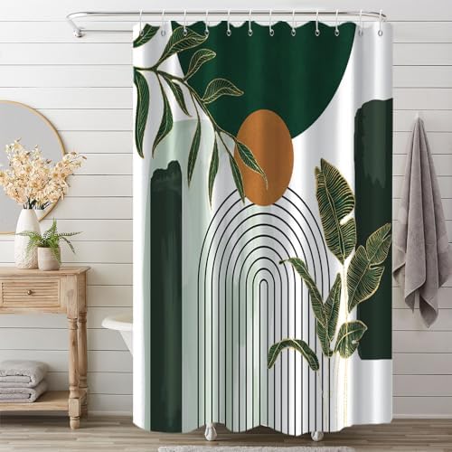 Abstract Boho Green Shower Curtain for Bathroom 72x78 Inch