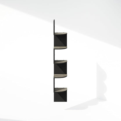 Furinno Rossi 5-Tier Floating Corner Shelf for Wall, Corner Zigzag Shelf Wall Mounted, Radial Wall Mount Shelves, for Home Office, Living Room, Bedroom, Bathroom, French Oak