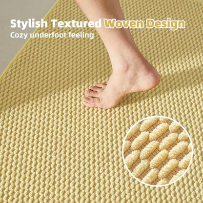 TYUU Large Bathroom Rugs Non Slip Washable Bath Rugs Super Absorbent Bathroom Rug Thin Quick Dry Low Pile Bath Mats, Yellow 36"x60"