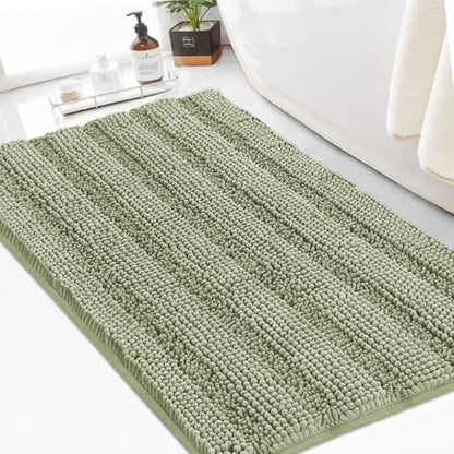 Turquoize Bathroom Rug 24"x36", Absorbent Chenille Bath Rug, Eucalyptus