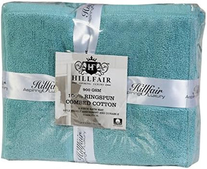 HILLFAIR 900 GSM 100% Cotton Floor Towels - 2 Piece Towels Set - Sea Green