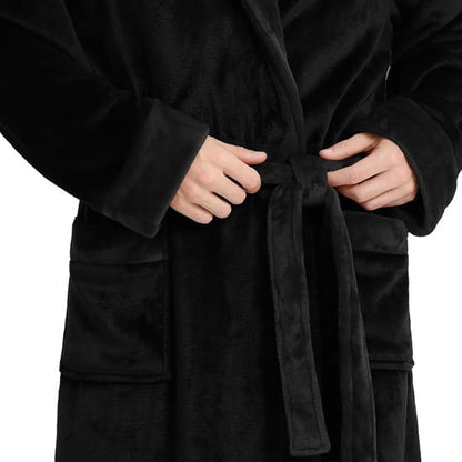Yurhap Luxury Mens Robe with Hood, Ultra Cozy Fleece Bathrobe for Men, Plush Hooded Robe with Belt & 2 Pockets
