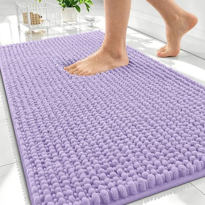 OLANLY Thick Chenille Absorbent Bathroom Rugs Mat 30x20, Lavender