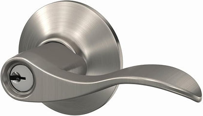 Schlage F51A ACC 619 Accent Door Lever, Keyed Entry Lock, Satin Nickel