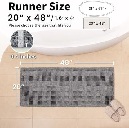 Waffle Bath Mat, Boho Bathroom Rugs Non Slip Washable, 20" x 48"