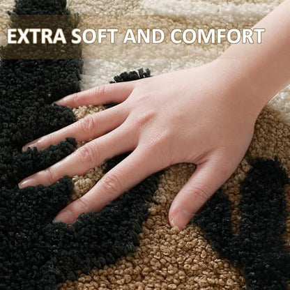 Desert Cactus Toilet Mat, U-Shaped Non-Slip Bath Rug with Soft Absorbent Microfiber, Beige Brown Bathroom Floor Mat for Toilet Base, Machine Washable Bathroom Decor 22x20 Inch