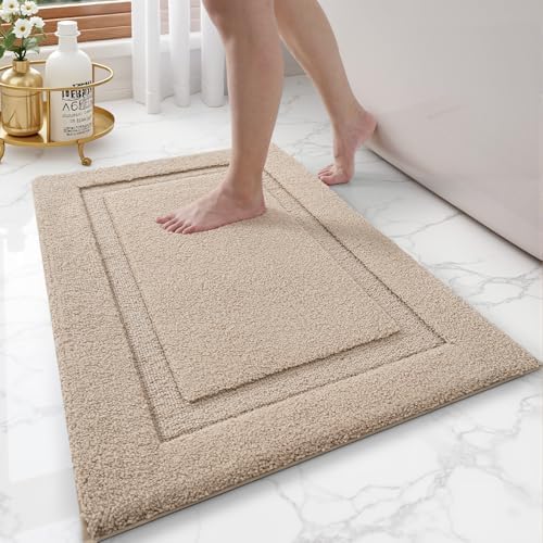 LUMI Ultra Soft Bathroom Rugs Absorbent, Non Slip Bath Mat 20x32, Beige