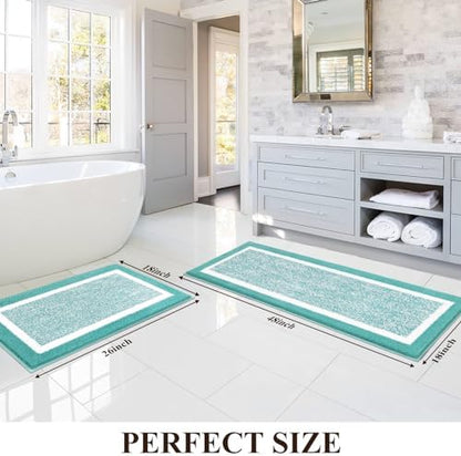 Pauwer Bathroom Rugs Sets 2 Piece, Non Slip Washable Bath Mat, Teal