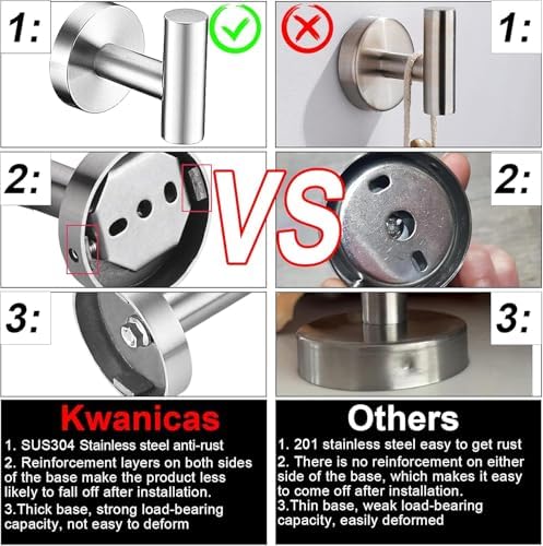 6 Pieces Brushed Nickel Bathroom Hardware Accessories Set, SUS304 Stainless Steel 24 Inch Bath Towel Bar Set, Round Bathroom Towel Holder Set, Towel Racks for Bathroom Wall Mounted
