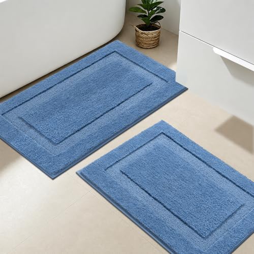 SHACOS Soft Microfiber Bathroom Rugs Set of 2 Pieces, Blue