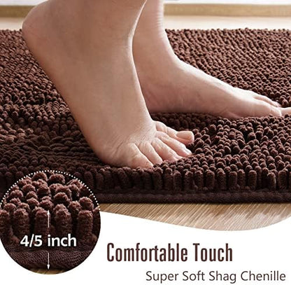 LOCHAS Luxury Bathroom Rug Shaggy Bath Mat 24 x 60 Inch, Brown