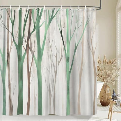 Birch Forest Abstract Shower Curtain Farmhouse Bathroom Decor 72X84 Inch