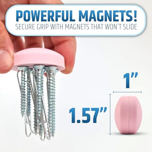 Powerful Anti-Billowing Magnetic Shower Curtain Weights for Splash-Free Bath Experience - 360° Silicone Wrapped - Will Never Rust - Heavy Magnets Prevent Curtain Liners from Blowing | 4 Pairs | Pink