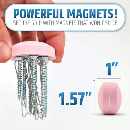 Powerful Anti-Billowing Magnetic Shower Curtain Weights for Splash-Free Bath Experience - 360° Silicone Wrapped - Will Never Rust - Heavy Magnets Prevent Curtain Liners from Blowing | 4 Pairs | Pink
