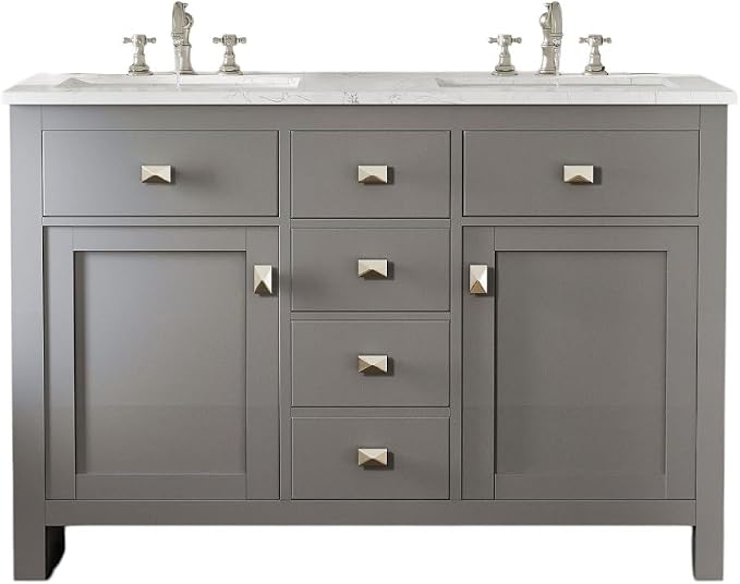Artemis 48 in. Gray Double Sink Bath Vanity with Engineered Top and Undermount Porcelain Sinks