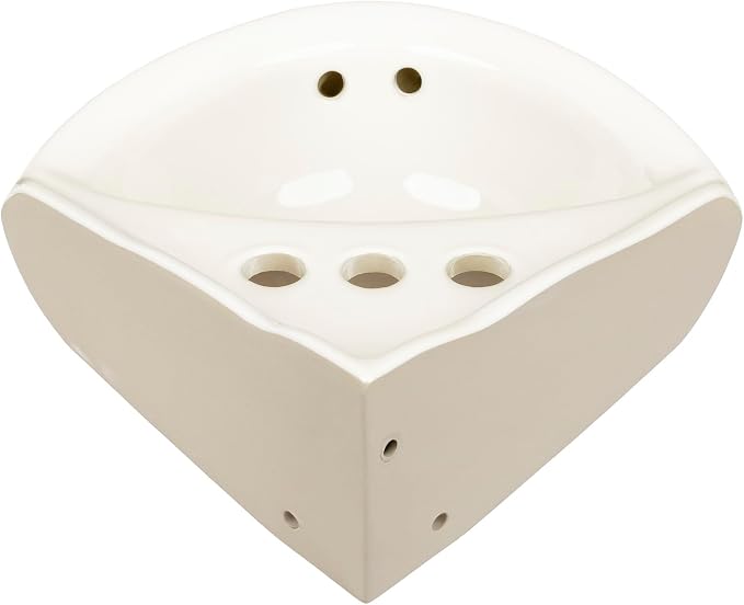 Biscuit Ceramic Wall Hung Corner Sink, Wall Mounted Bathroom Sink w/Concealed Round Overflow 16.5" x 15" Modern Small Sink w/ 4" Faucet Hole Spread