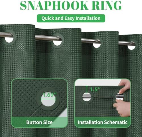 No Hook Waffle Shower Curtain, No Liner Needed, 71x74 Inch, Velvet Green
