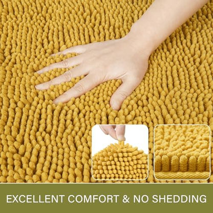 LOCHAS Luxury Bathroom Rug Shaggy Bath Mat 24 x 70 Inch, Yellow