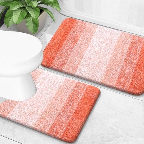 OLANLY Micorfiber Bathroom Rug Set 2 Piece, 30"x20"+U-Shaped 24"x20"