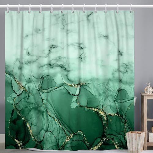 Green Marble Waterproof Bathroom Shower Curtain 72x72 inches