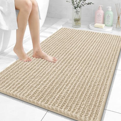 OLANLY Large Bathroom Rugs 40x32, Thick Soft Absorbent Chenille Bath Rugs