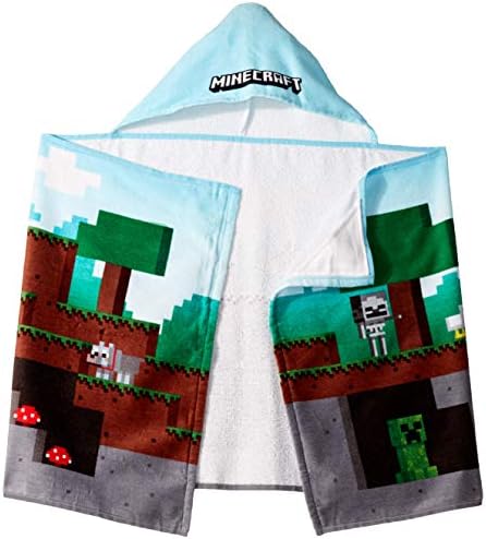 Jay Franco Minecraft Creeper Kids Hooded Towel Poncho, 100% Cotton