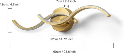 EDISLIVE Modern Wave LED Vanity Light Dimmable Modern Led Vanity Light Fixtures Linear Wall Sconce with Acrylic Strip Shade，24 in LED Vanity Lights for Bathroom Bedroom Makeup Living Room,Gold