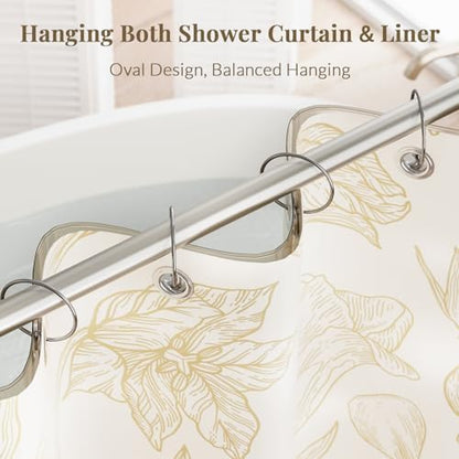 Bathway Shower Curtain Rings, Bathway Shower Curtain Hooks Anti-Drop Shower Rings for Curtain, Metal Shower Curtain Rings Rust Proof, Chrome Shower Hooks for Shower Curtain Rod, Shower Rod Hook 12Pcs