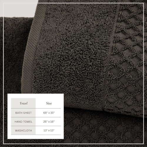 Great Bay Home Bath Towels - 100% Cotton 6 Piece Bath Sheet Set - Diamond Waffle Weave - Absorbent, Durable, Quick-Dry Towels for Bathroom (Midnight)