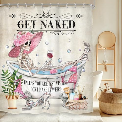 Skull Skeleton Halloween Gothic Spooky Goth Bathroom Shower Curtain Set