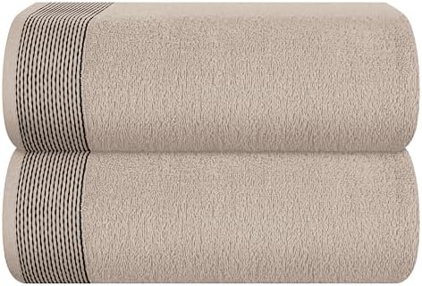 Belizzi Home Cotton 2 Pack Oversized Bath Sheet 35 x 70, Large Bath Sheet, Ultra Absorbent, Compact, Eco-Friendly and 100% Recyclable, Quick Drying and Lightweight Towel - Tan