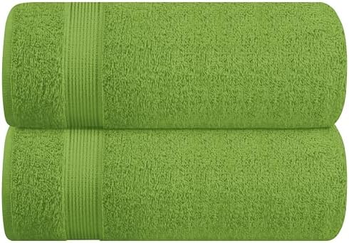 Belizzi Home Cotton 2 Pack Oversized Bath Sheet 35x70, Large Bath Sheet, Ultra Soft, Absorbent, Compact, Eco-Friendly, Recyclable, Quick Drying and Lightweight Towel - Kiwi Green
