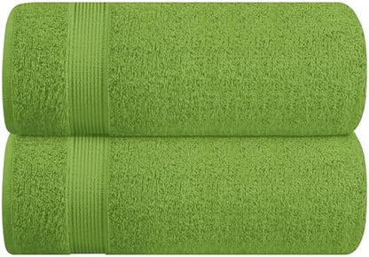 Belizzi Home Cotton 2 Pack Oversized Bath Sheet 35x70, Large Bath Sheet, Ultra Soft, Absorbent, Compact, Eco-Friendly, Recyclable, Quick Drying and Lightweight Towel - Kiwi Green