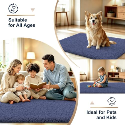 OLANLY Microfiber Bathroom Rugs 34x21, Soft Highly Absorbent Bath Mat, Navy
