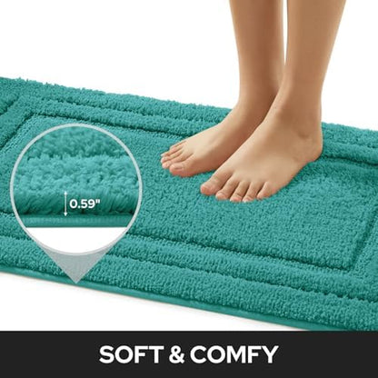 HOMEIDEAS Bathroom Rugs Sets 2 Piece, Super Soft Non Slip Bath Mat Teal