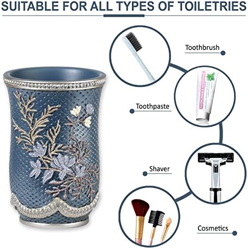 Zahari Home 4pc Capri Bathroom Accessories Sets Modern Classic Soap Dispenser, Tumbler, Tooth Brush Holder and Soap Dish Holder Unique Design Royal Blue Bathroom Set