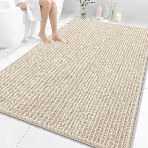 OLANLY Large Bathroom Rugs 70x46, Thick Soft Absorbent Chenille Bath Rugs