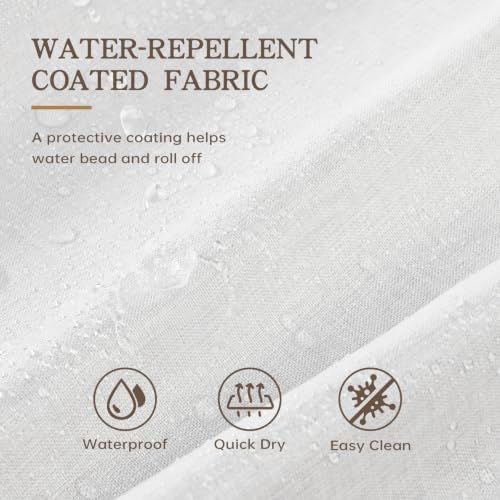 Furlinic No Hook Scalloped White Shower Curtain Linen Waterproof Boho 48x75