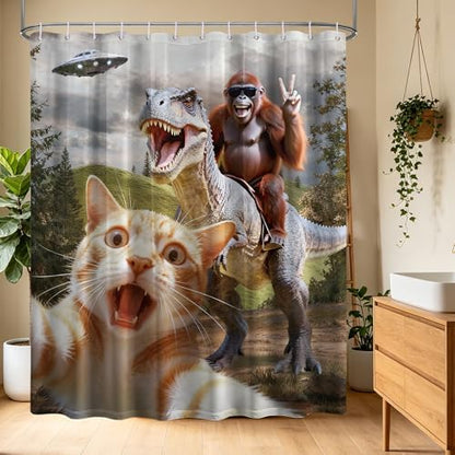 Funny Orange Cat Shower Curtain, 70x72 in