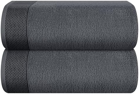 Belizzi Home Cotton 2 Pack Oversized Bath Sheet 35 x 70, Large Bath Sheet, Ultra Absorbent, Compact, Eco-Friendly and 100% Recyclable, Quick Drying and Lightweight Towel - Charcoal Grey