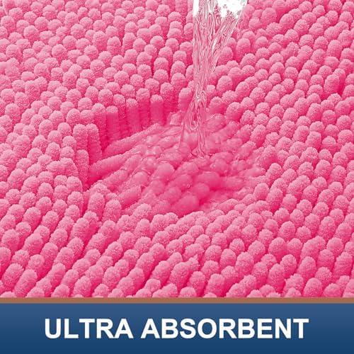 Smiry Bathroom Rugs 47X20, Luxury Chenille Extra Soft Absorbent Bath Mat