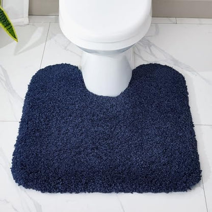 Disolla Toilet Mat 22x24 Navy - Non Slip Fluffy U-Shaped Contour Rug, Ultra-Soft Plush Toilet Floor Mat, Absorbent & Machine Washable
