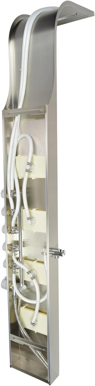 Blue Ocean 64.5” Stainless Steel SPS8727 Thermostatic Shower Panel Column with Rainfall Showerhead, Body Jets, and Handheld Showerhead, Shower Tower