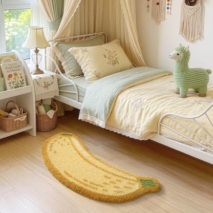 LUMI Cute Bathroom Rug, Absorbent Non Slip Bath Mat, 18.5"x39.5", Banana
