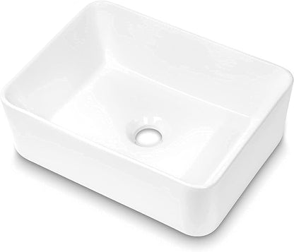 16" x 12" Vessel Sink Rectangle Bathroom Vessel Sink Countertop 16 In Rectangular White Ceramic Porcelain Farmhouse Lavatory Vanity Bath Sink Basin