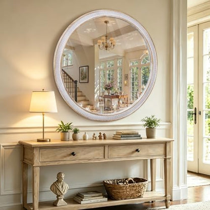 30 Inch Round Mirror, Rustic Farmhouse Circle Mirrors for Wall Decor