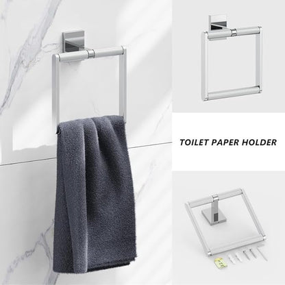 Bathroom Hardware Set 4 Piece Brushed Nickel/Brushed Gold Bathroom Accessories Set Including 24" Hand Towel Bars, Toilet Paper Holders, Towel Rings, Robe Towel Hooks (4pcs, Brushed Gold)