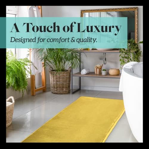Memory Foam Bath Mat Non Slip Absorbent Super Cozy Velvet Bathroom Rug Carpet (22 inches X 42 inches, Mustard)