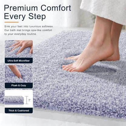 OLANLY Microfiber Bathroom Rugs 30x20, Quick Dry Mat, Lavender and White